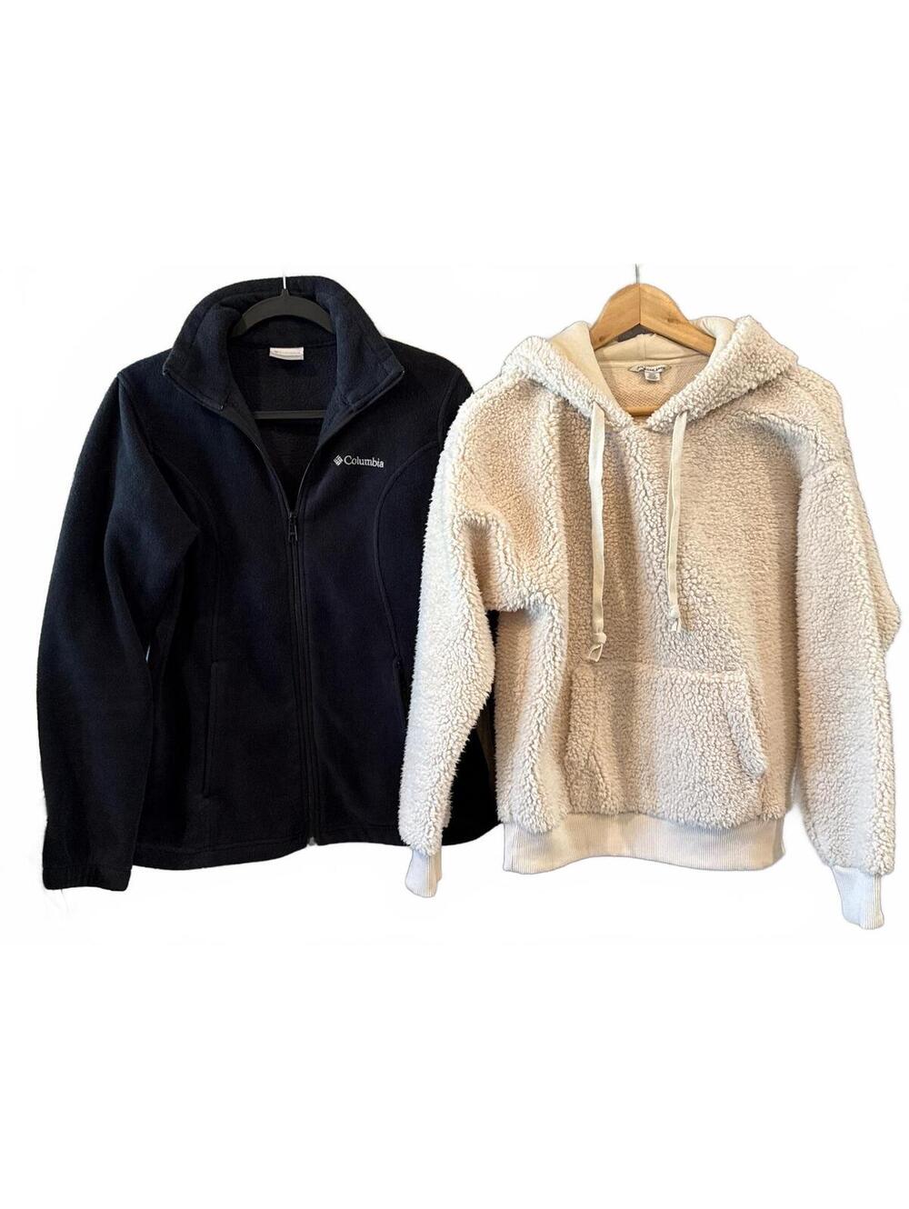 American Eagle Sherpa Hoodie & Columbia Fleece Jacket Bundle, Size Small